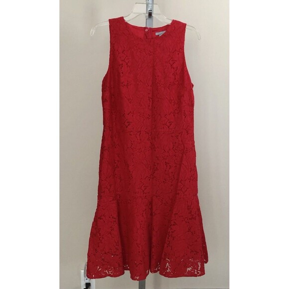Dresses & Skirts - H&M Women’s Dress Size 12 Sleeveless Lace Red, gently Flared Skirt, Lined #